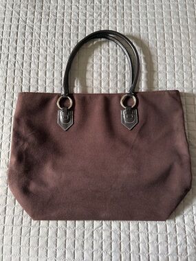 Banana Republic Brown Canvas Tote with Dark Brown Handles